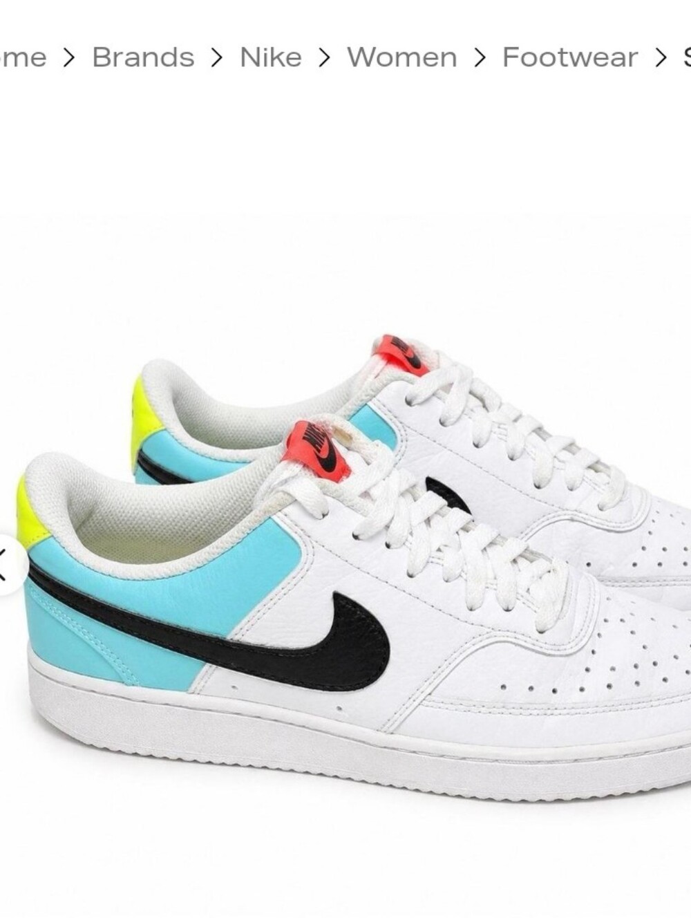 Nike Kids' Low-Top Sneakers in White, Blue & Neon Yellow